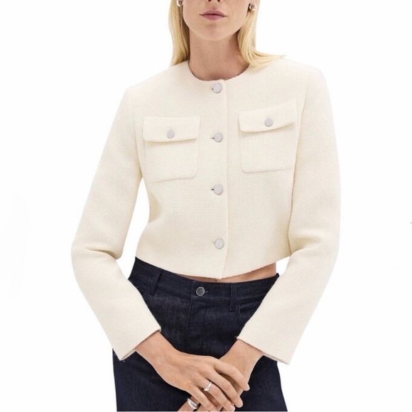 NWT Theory Plush Tweed Cream Cardigan Jacket